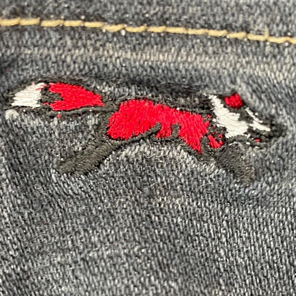 Vintage Retro Fox Low Rise Boot Cut Jeans - Dark Wash Blue - Picture 10 of 16